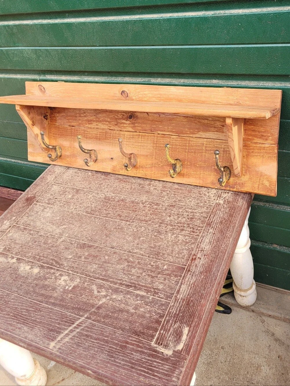 Handcrafted Rustic Farmhouse Wall-Mounted Coat Rack with Integrated Shelf